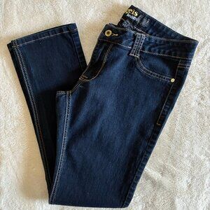 Angels Skinny Jeans Junior Size 11 Faux Front Pockets Dark Blue